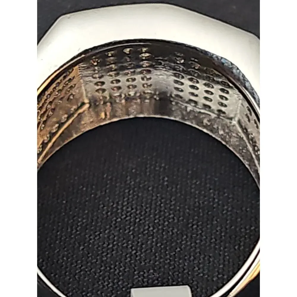 Size 9 White Gold-Plated brass Men's Ring Pavé CZs